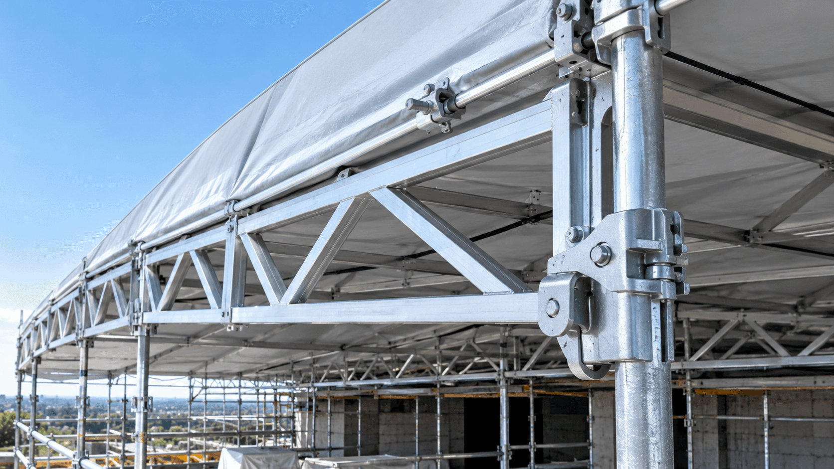 MonZon Protect It aluminum weather enclosure covering a shipbuilding project with a retractable roof